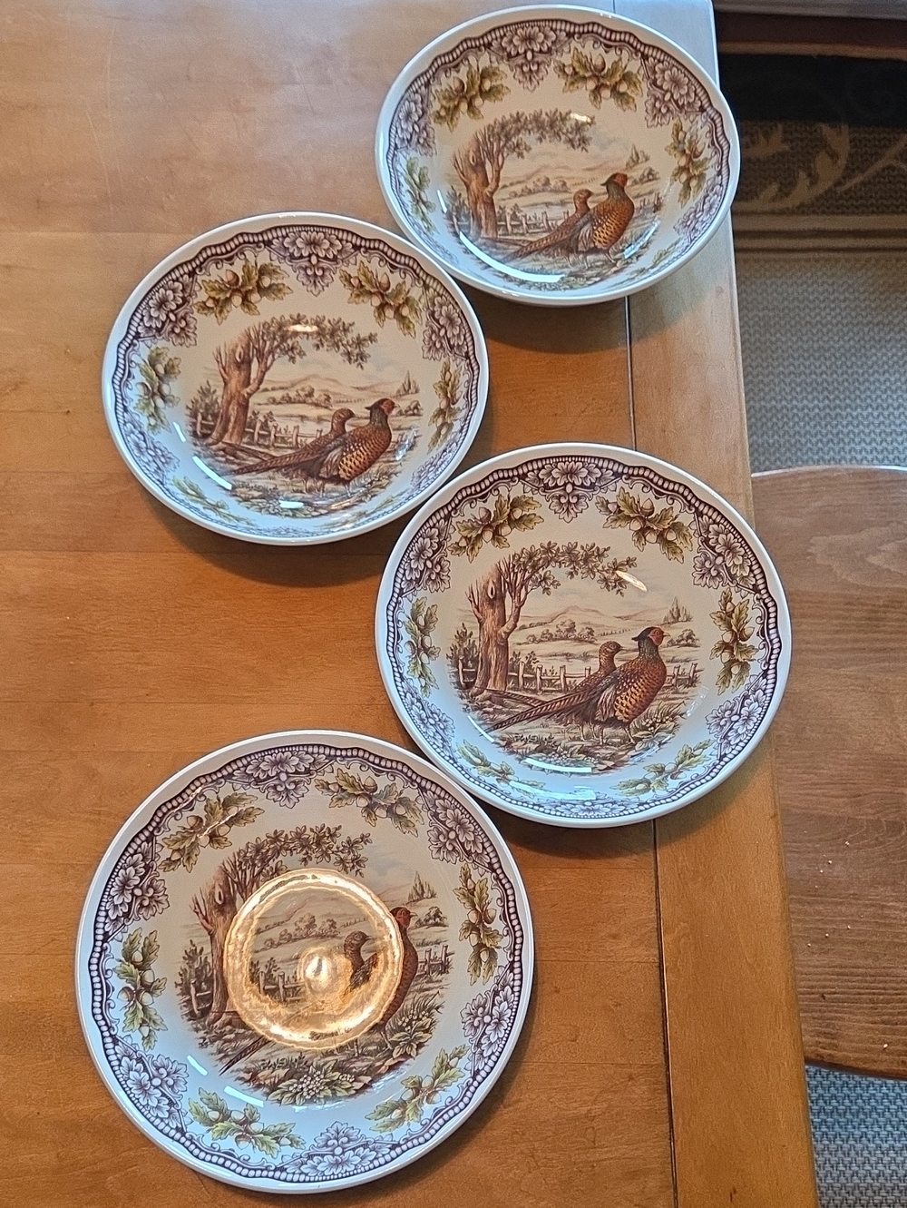 Royal Stafford Brown Pheadant Soup Bowls Set Of Four